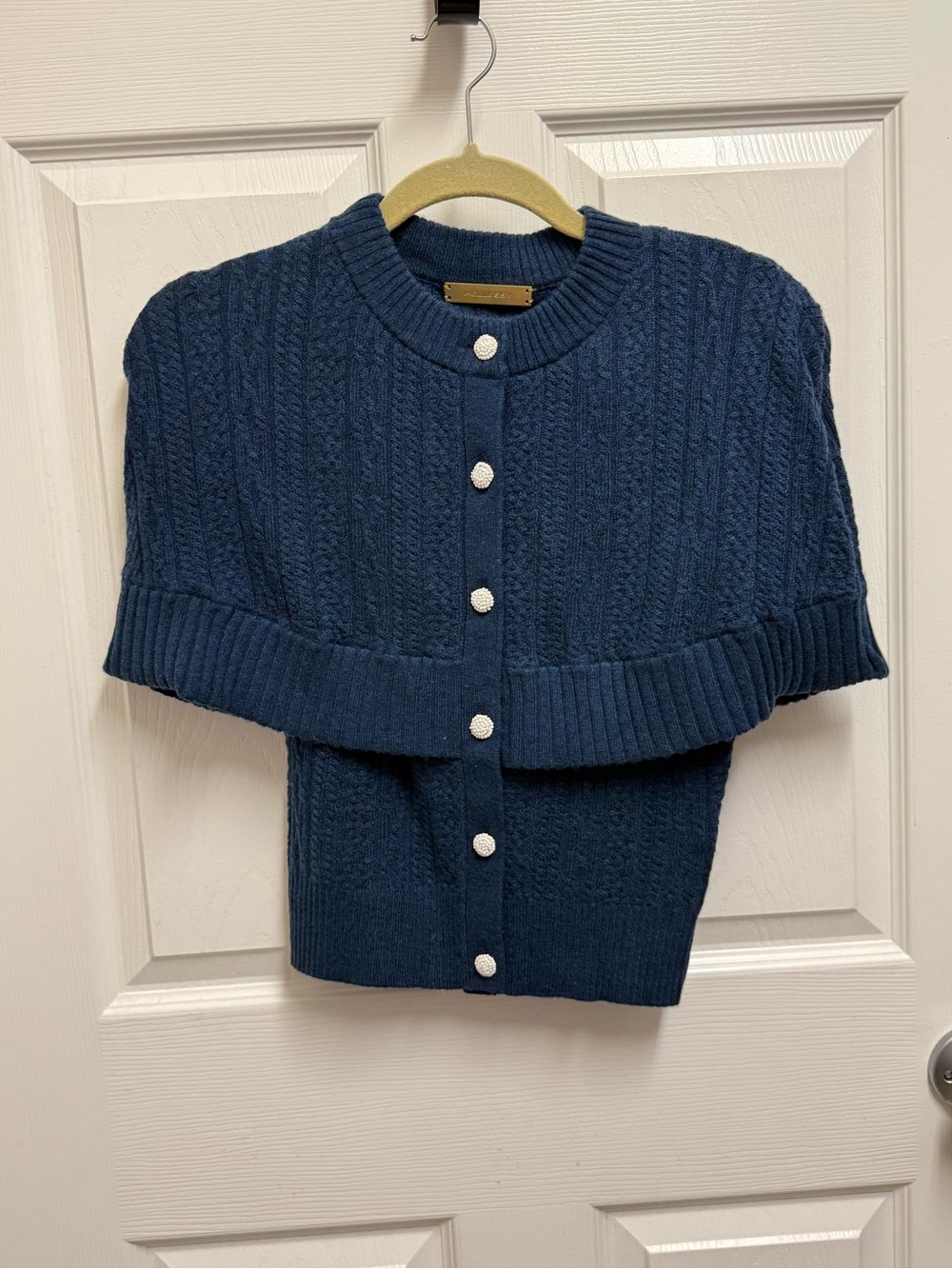 HELLESSY Blue Knit Cardigan Cape Sweater